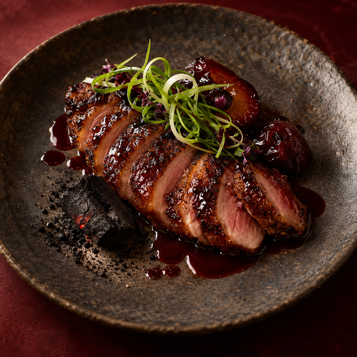 Charcoal duck breast