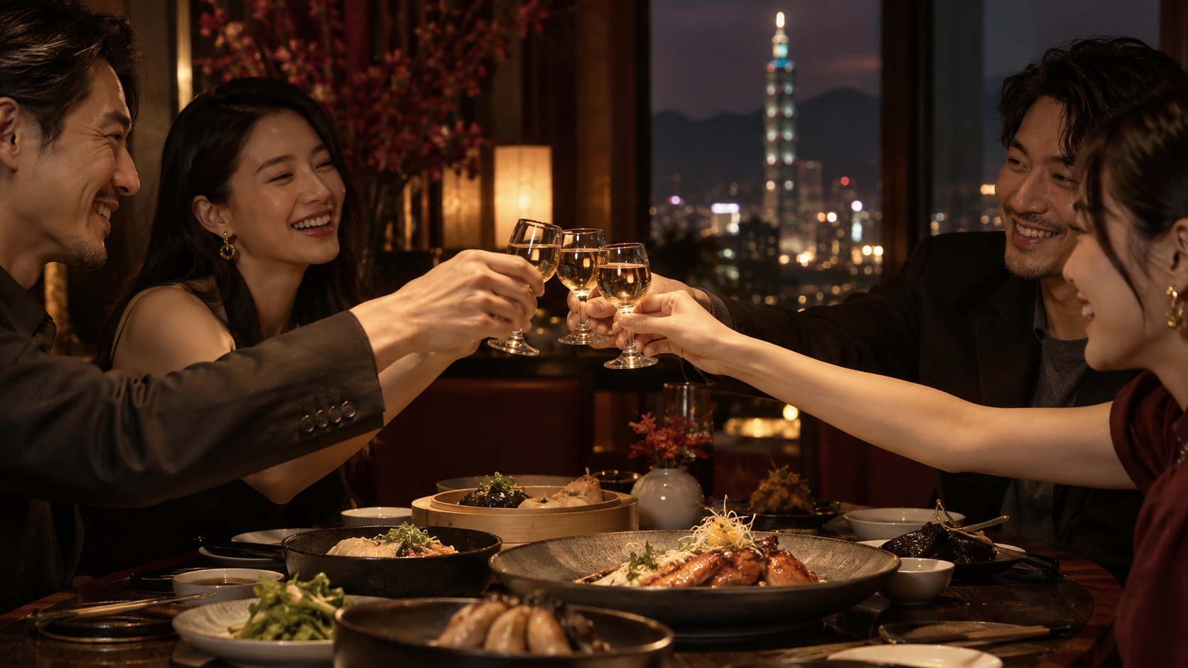 Guests toasting